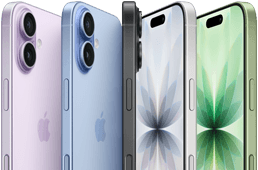 iPhone 17, Vorderansicht, Rückansicht, Seitenansicht, fünf Farben: Lavendel, Nebelblau, Schwarz, Weiß und Salbei.