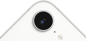 iPhone 17e, Teilansicht der Rückseite, Weiß, Fusion Kamera oben