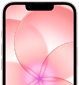iPhone 17e, Teilansicht der Vorderseite mit Ceramic Shield 2, Farbe Hellrosa, zeigt ein Hintergrundbild mit einer rosa Blume