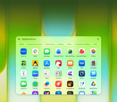 MacBook Neo Display mit Fenster mit einer Vielzahl von Apps