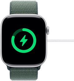Eine fast vollständig aufgeladene Apple Watch Series 10.
