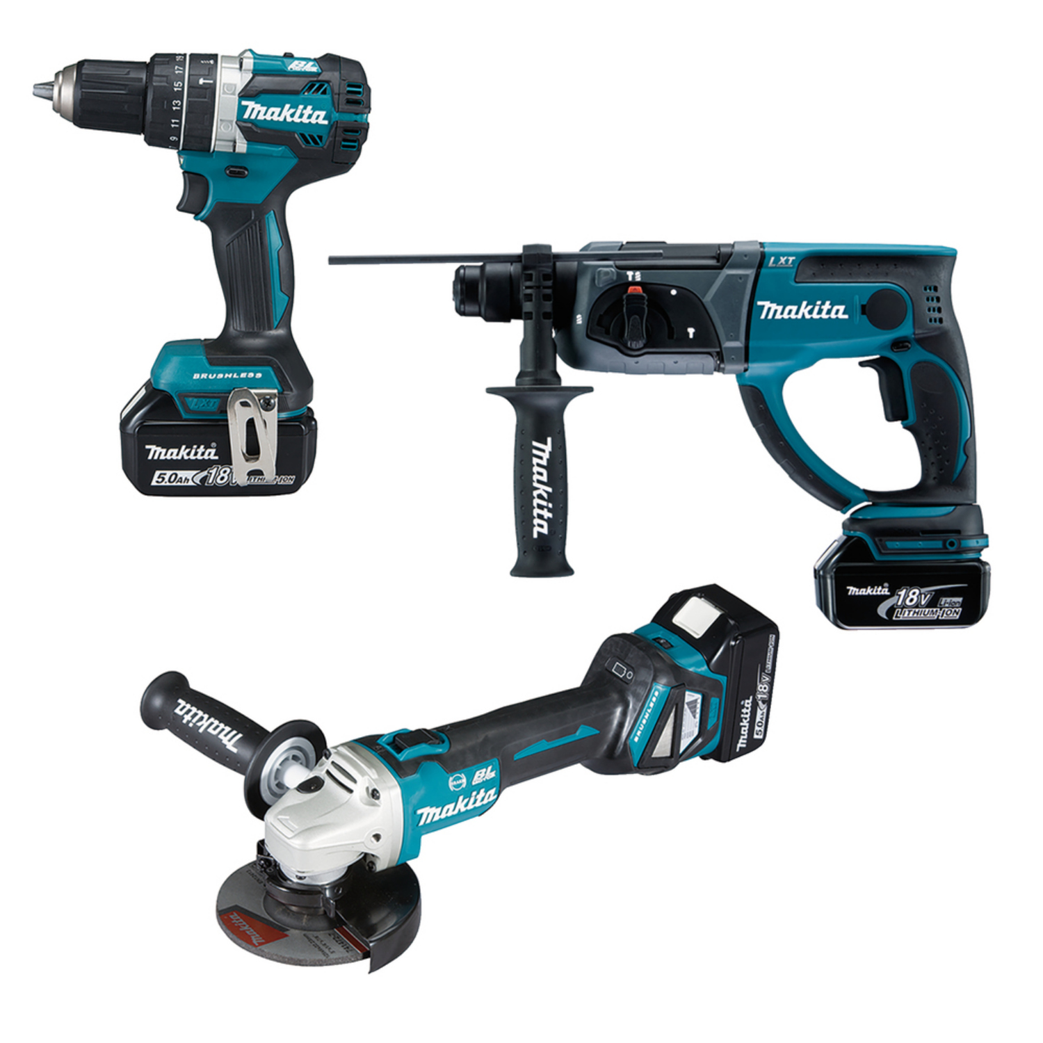 Makita DLX3093TJ Akku-Spezialset DGA513Z+DHR202Z+DHP484Z