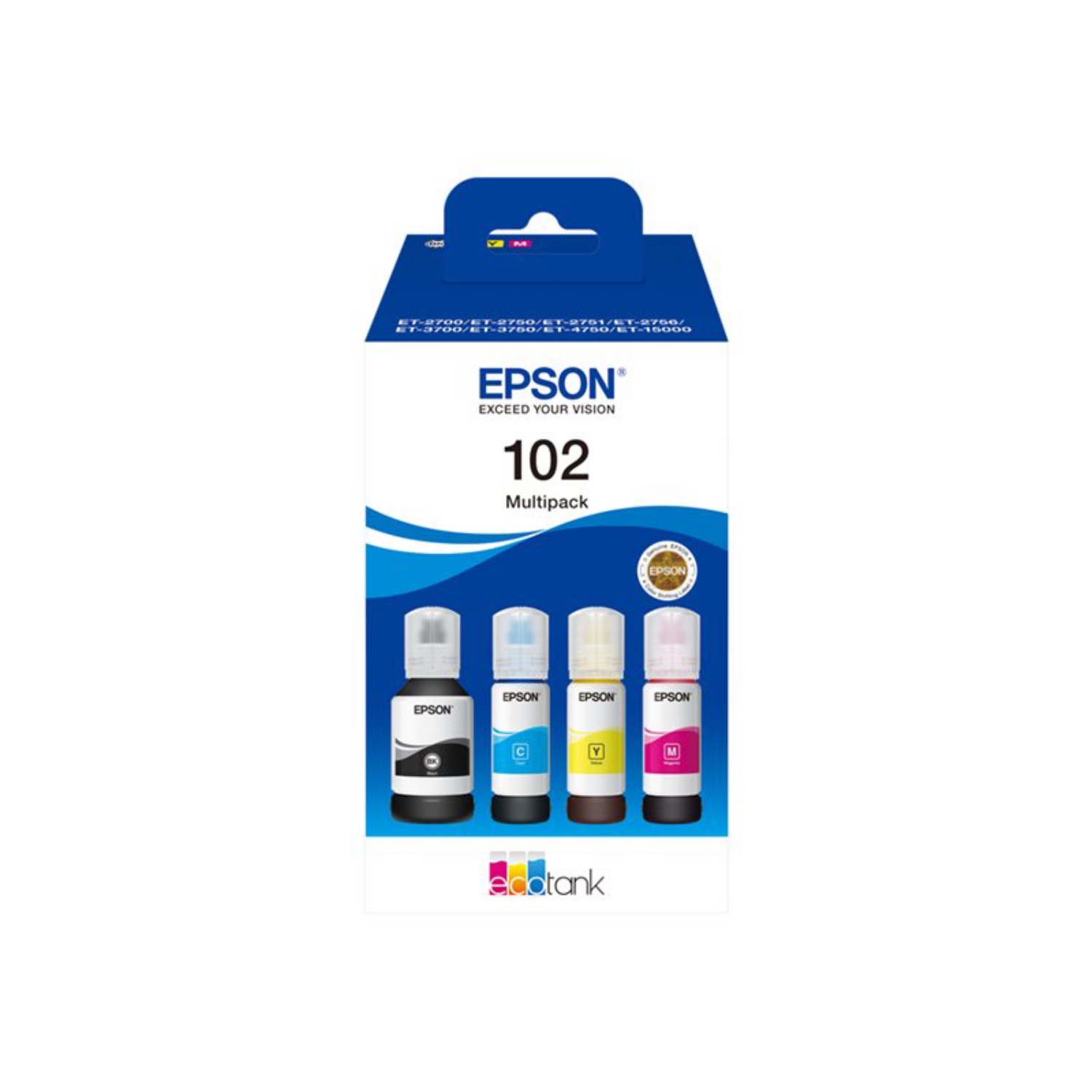 Epson EcoTank Tinte 102 Multipack 4er-Pack, Schwarz, Gelb, Cyan, Magen