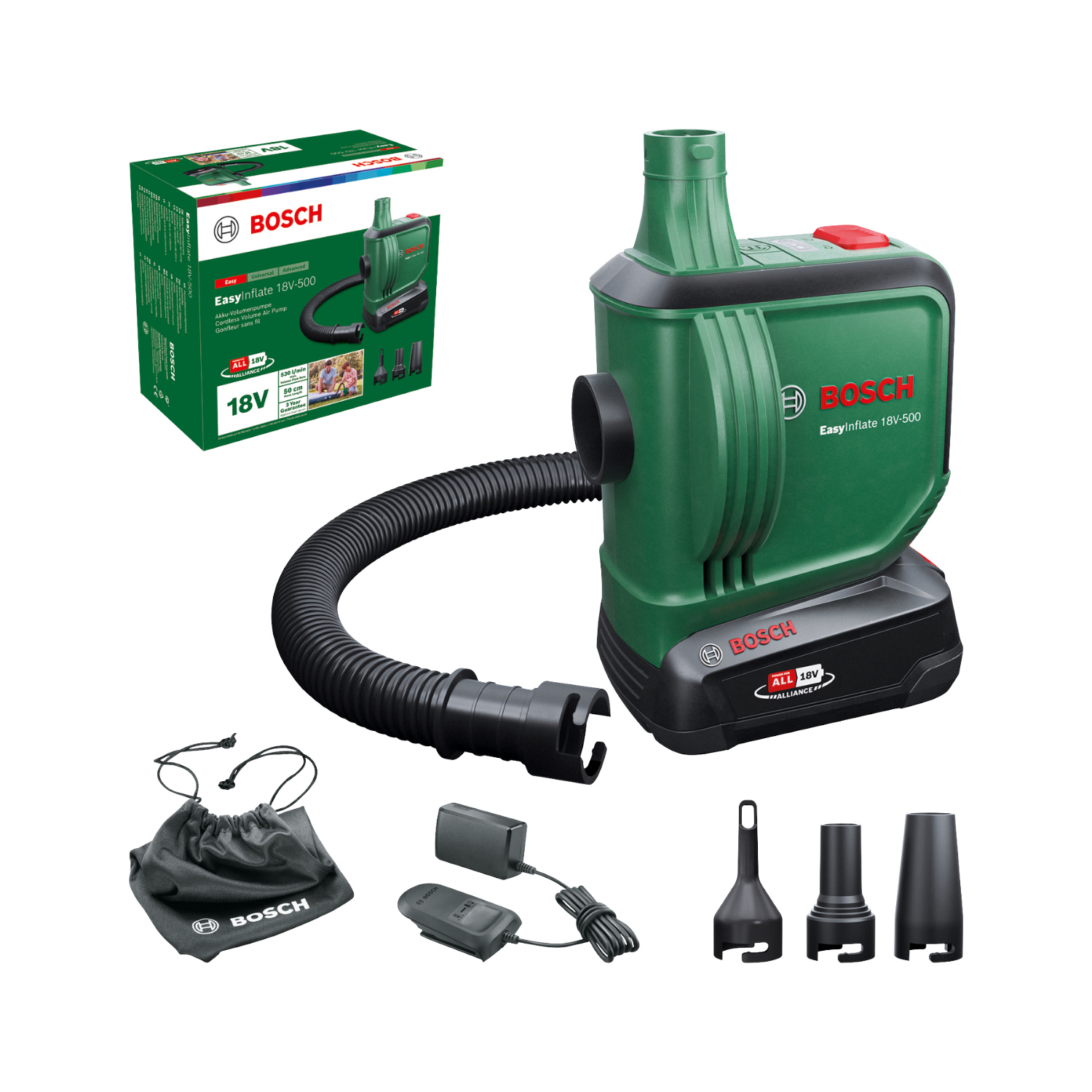 Bosch EasyInflate 18V-500 Akku-Luftpumpe inkl. Akku