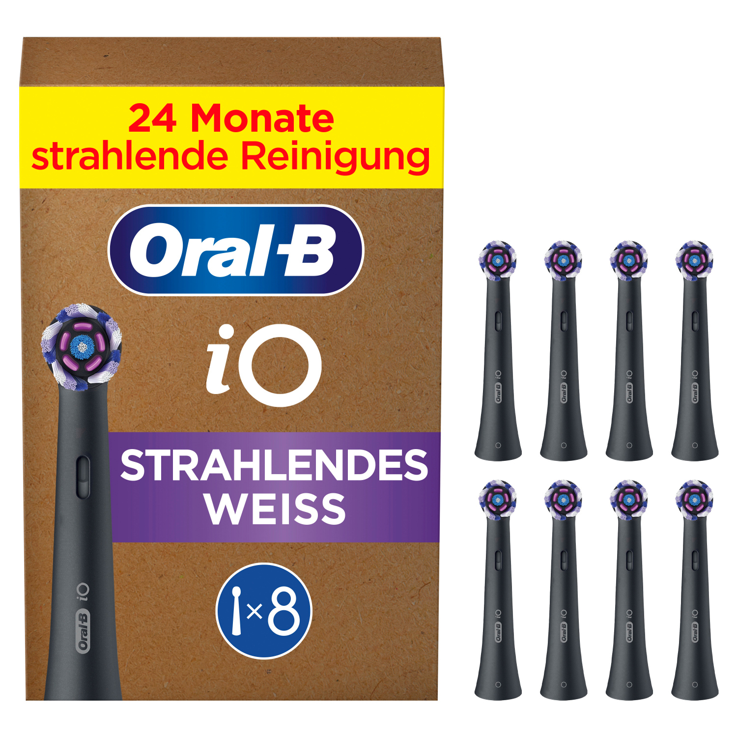 Oral-B Aufsteckbürsten iO Radiant White 8er Packung, Schwarz