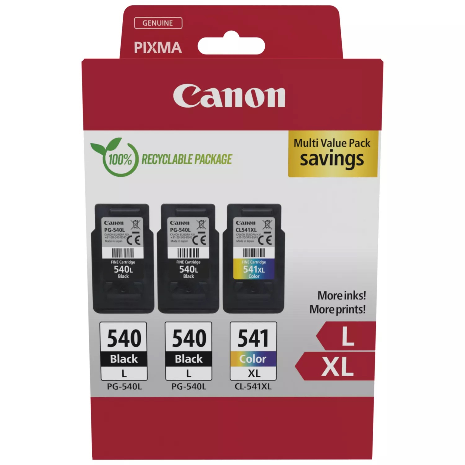 Canon 2x PG-540L und 1x CL-541XL Tintenpatrone