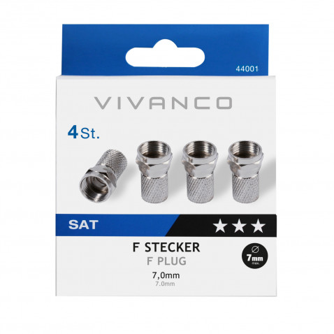 VIVANCO F-Stecker, 7,0 mm, 4 Stück