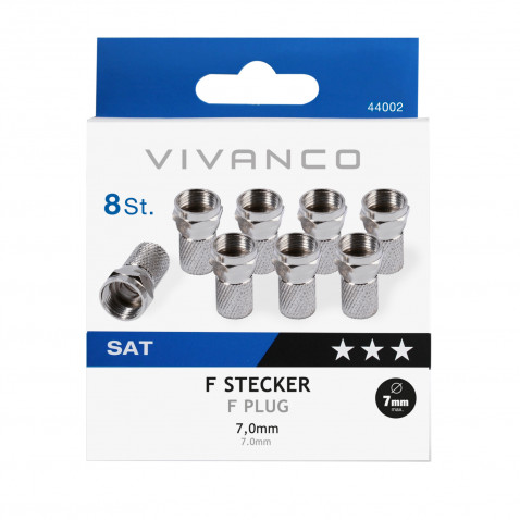 VIVANCO F-Stecker, 7,0 mm, 8 Stück