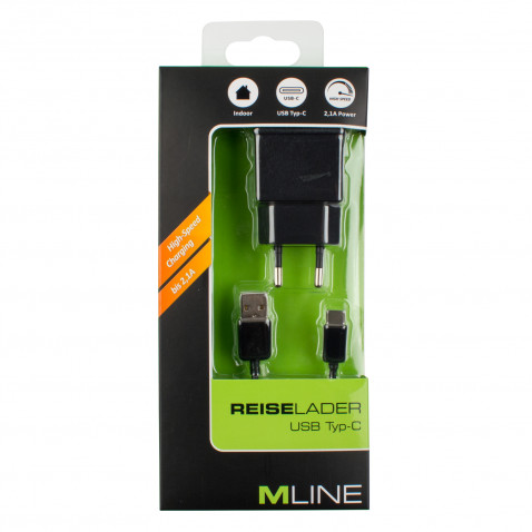 Mline Reiselader USB C 2,1 A Schwarz