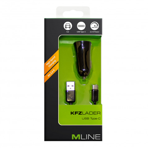 Mline Kfz Lader USB C 2,1 A Schwarz