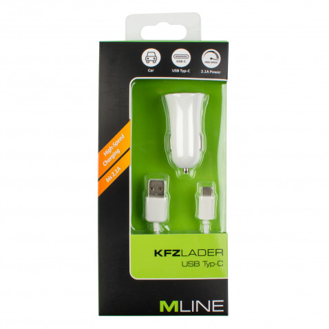 Mline Kfz Lader USB C 2,1 A Weiß