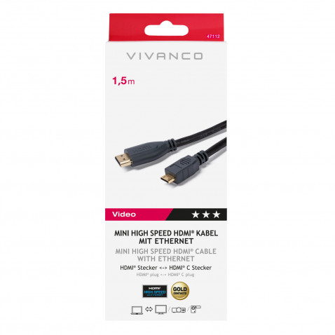 VIVANCO Mini HDMI Kabel-Ethernet 1,5m