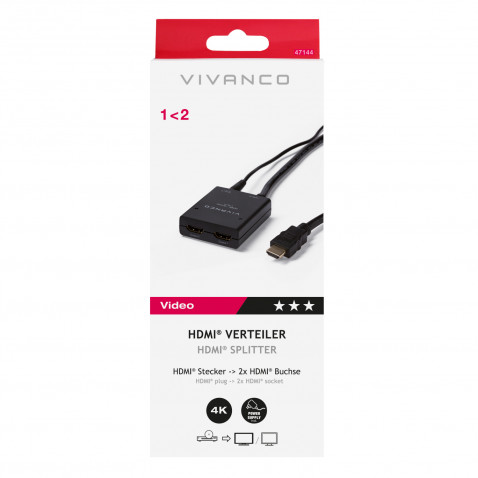 VIVANCO HDMI Verteiler 1 aus 2, 0,5m