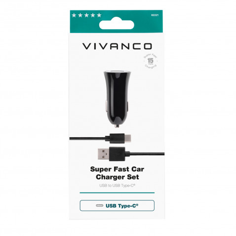 VIVANCO USB-C AUTOLADER, schwarz
