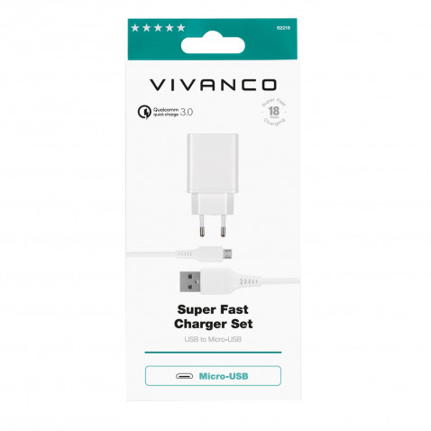 VIVANCO QC3.0 MICRO-USB REISL., weiß