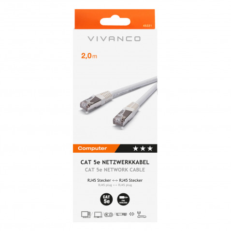 VIVANCO CAT 5e Netzwerkkabel weiß 2m