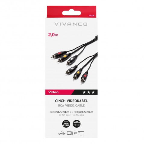 VIVANCO Cinch-Videoverbindung Stereo 2m