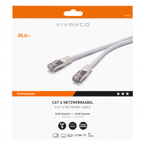 VIVANCO Cat 6 Netzwerkkabel 20m weiß