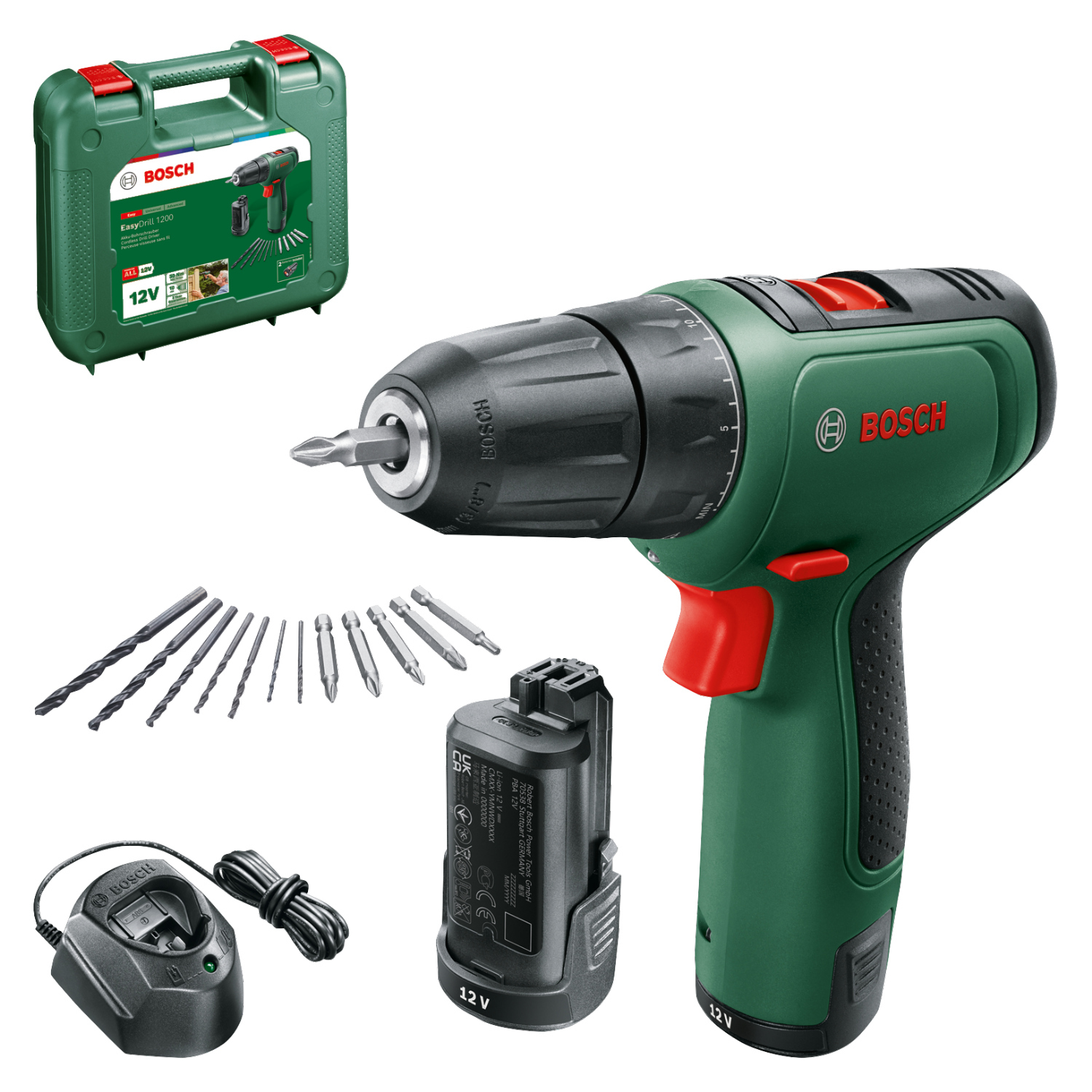 Bosch EasyDrill 1200 (2x1,5Ah) + Drill-B Akku-Zweigang-Bohrschrauber 06039D3007 Image