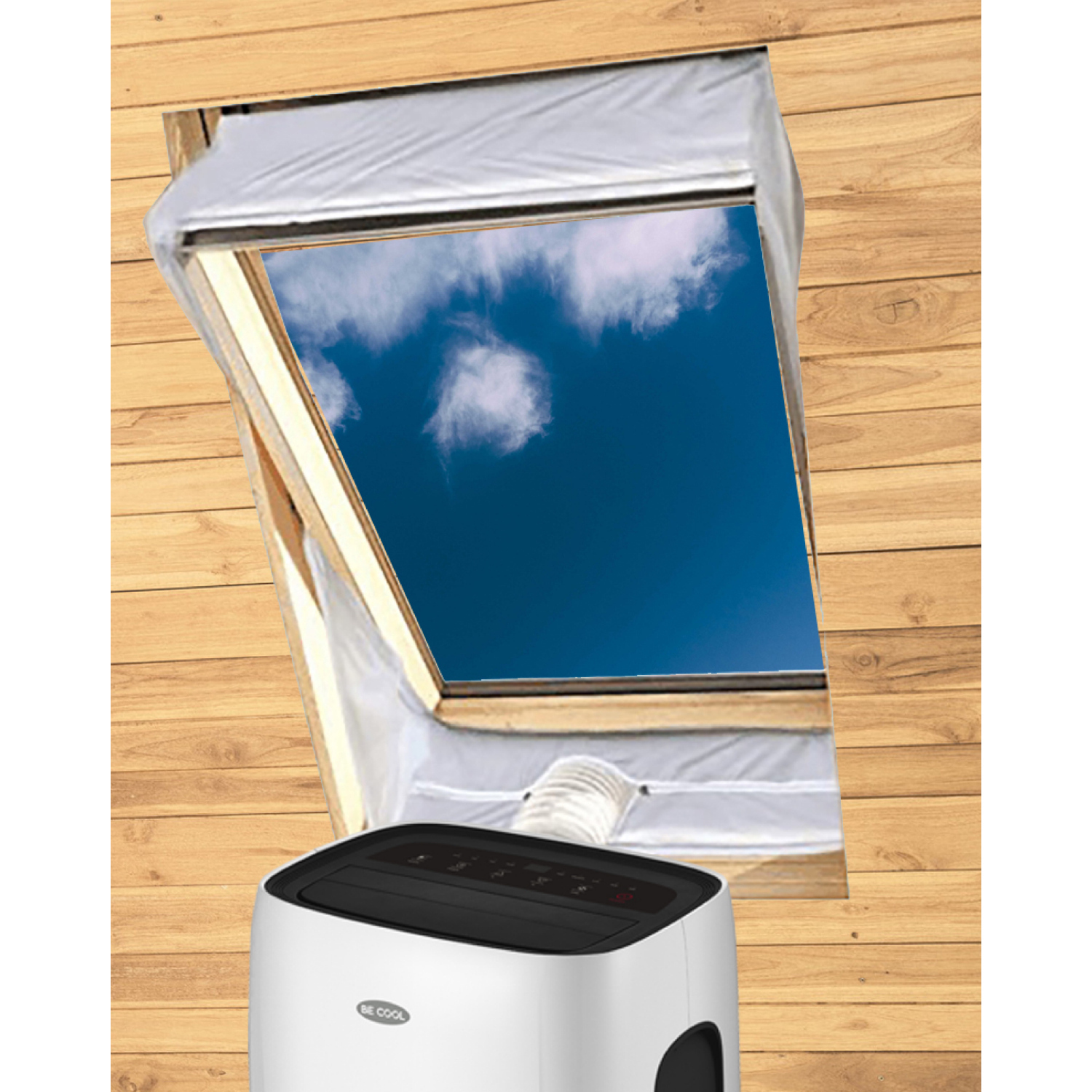 BE COOL BC04AIRSTPDF Hot Air Stop Dachfenster für mobile Klimageräte,