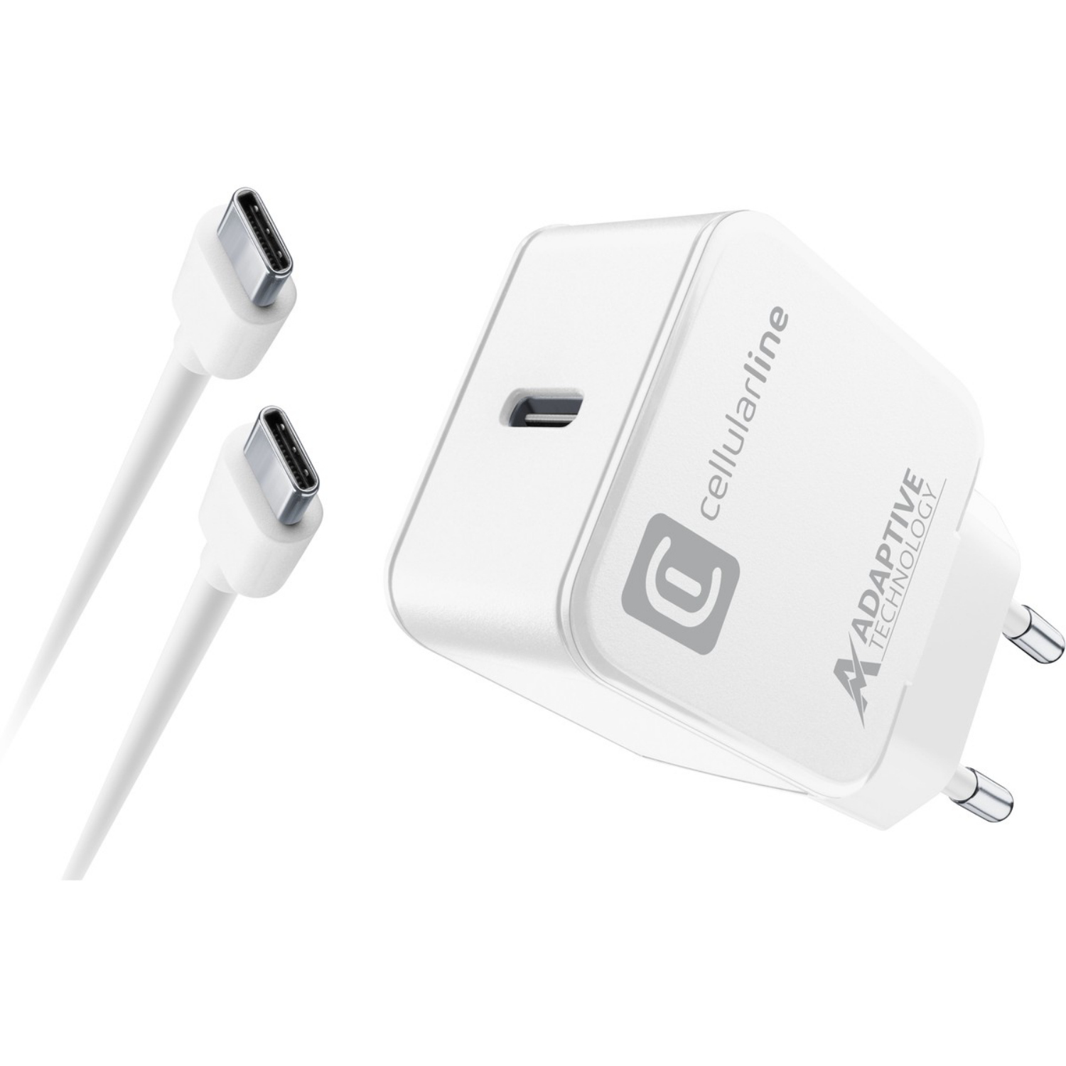 Cellularline Fast Charger USB C 15W weiß ACHSMKITC2C15WK inkl Kabel Image