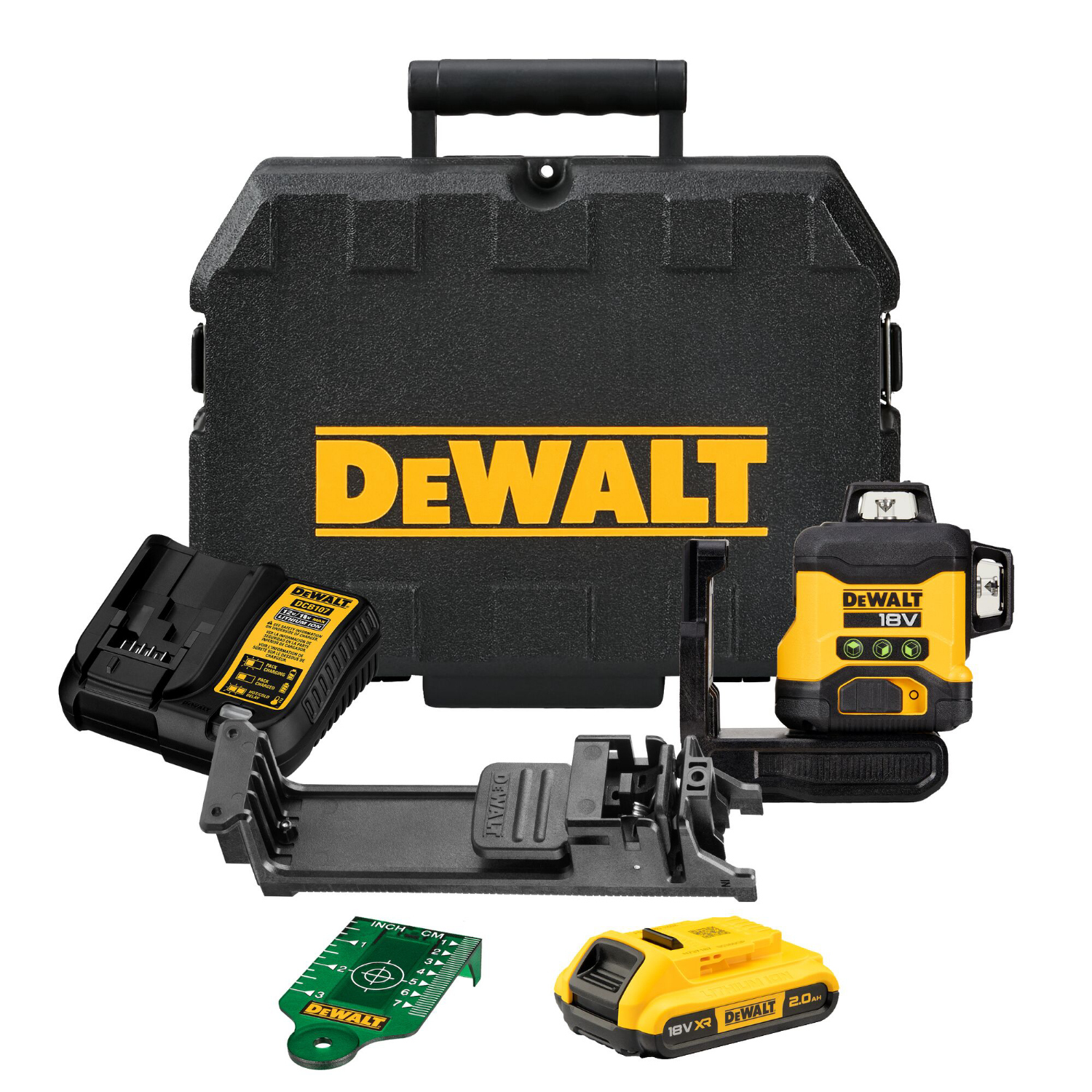 DeWalt DCLE34031D1-QW Akku-Linienlaser 18V, 3 x 360° inkl. 1 x 2,0 Ah Akku, Ladegerät und Koffer Image